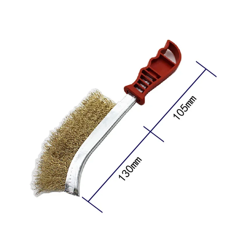 Wire Brush Multi-function Tool Copper Plated (Stainless Steel Brush) Long Handle Kitchen Grill Special Plate Rust Removal