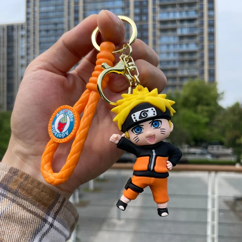 Cartoon Narutos Uzumaki Boruto Silicone Pendant Keychain for Men Women Uchiha Itachi Rubber Key Ring Anime Fans Car Bag Jewelry