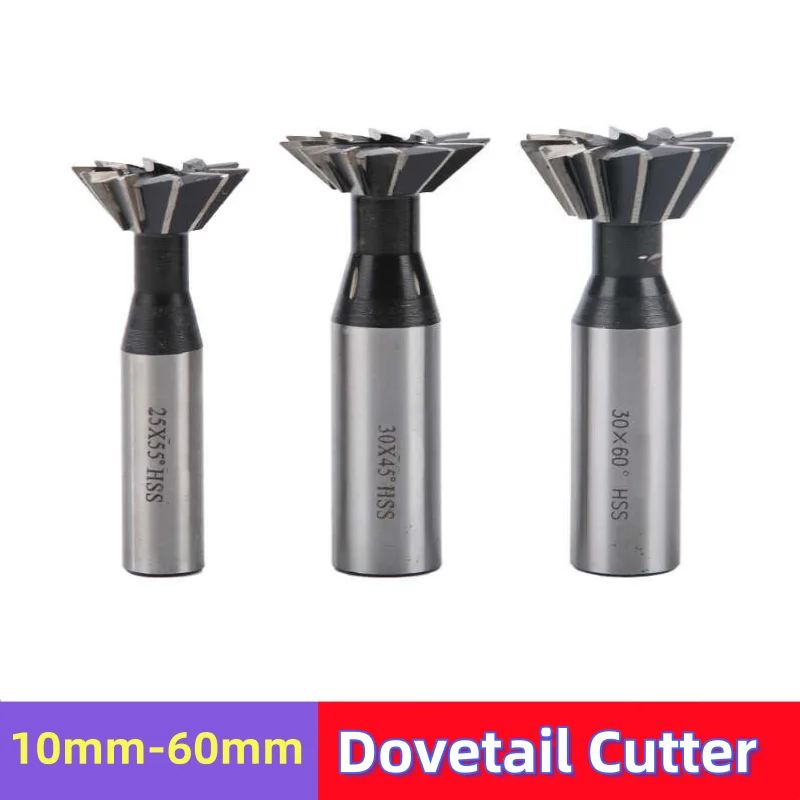 

45/55/60 Degrees HSS Dovetail Milling Cutter 10-60mm Diameter Dovetail End Mill High Speed Steel for Copper Aluminum Cast Iron