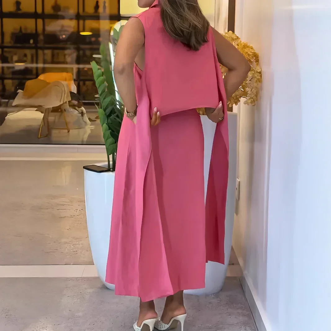 فستان كاجوال جديد برباط أمامي بلون سادة للنساء الأوروبيات والأمريكيات #3