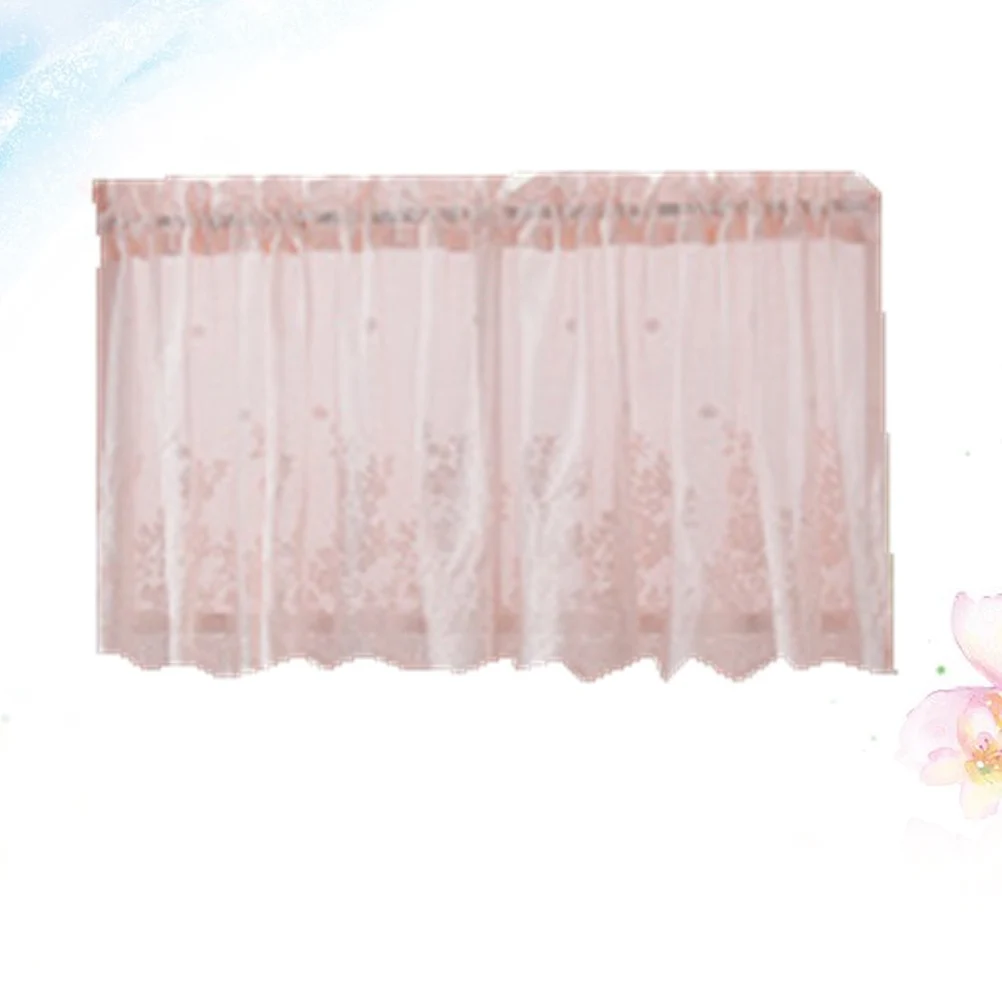 

Lace Sheer Curtains Pink Short Valance Decorative Shade for Kitchen Balcony Toilet Bedroom Light Reducing