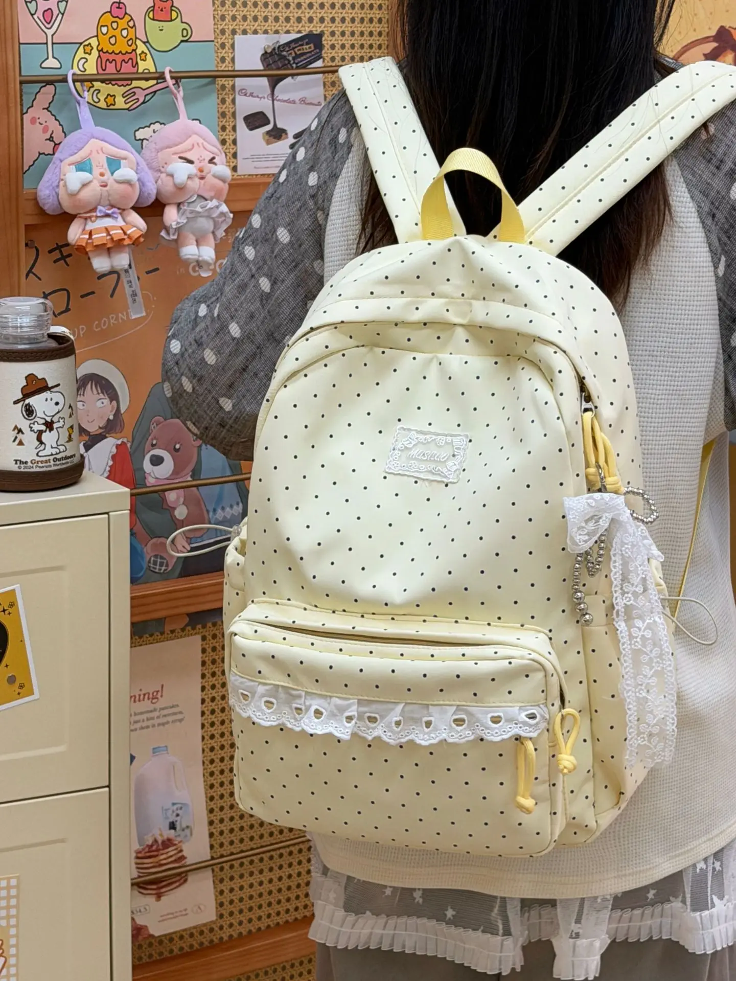 Women's Bag Korean Ins College Storm Point High Looks High School Student Backpack Sweet Lace Soft Girl Style Travel Backpack