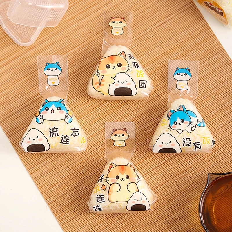 Lovely Cartoon Triangle Rice Ball Packaging Bag With Stickers Nori Onigiri Sushi Bag Sushi Making Mold Bento Accessories