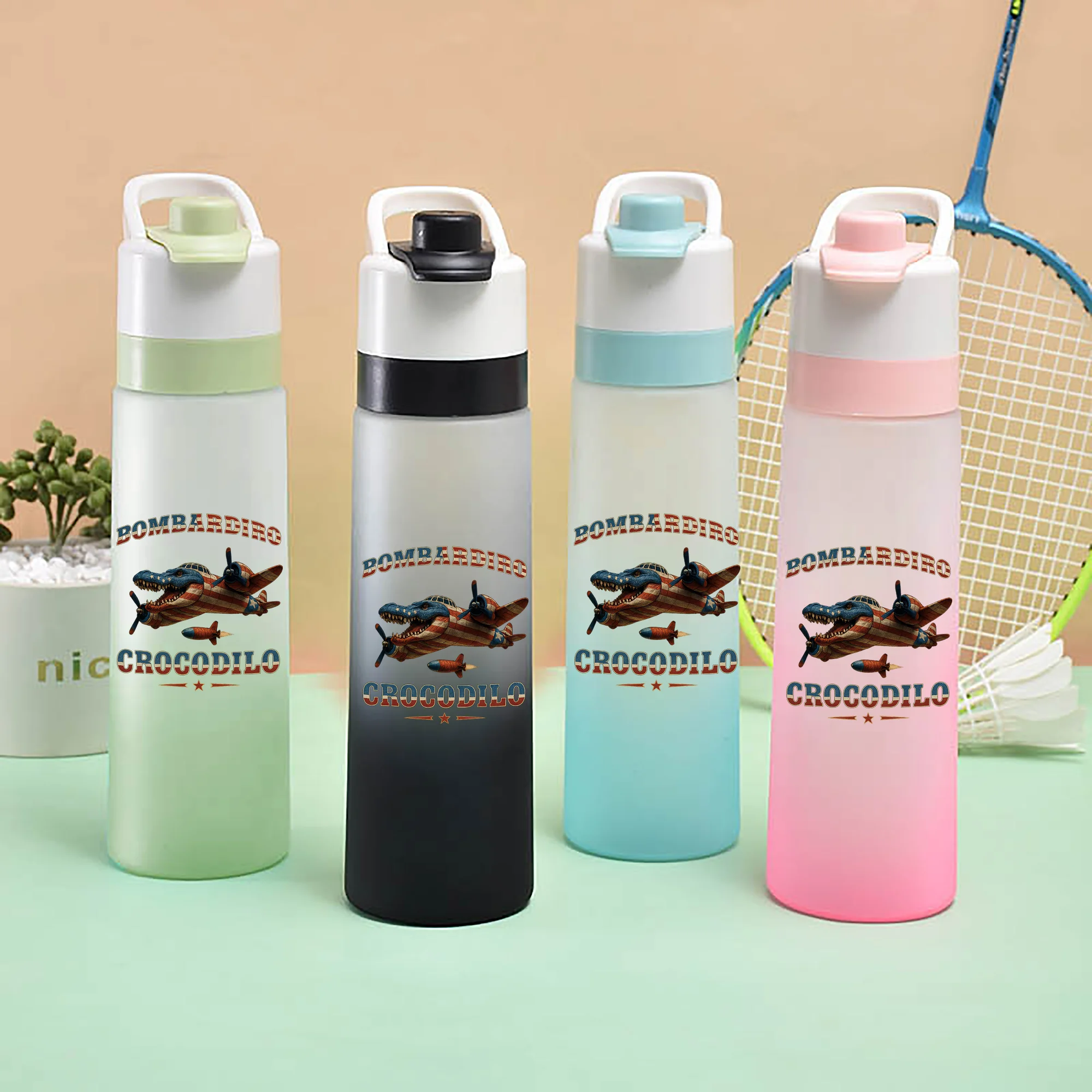 

MINISO Italian Brainrot Frosted water spray cup Outdoor sports portable large capacity Practical gifts for children