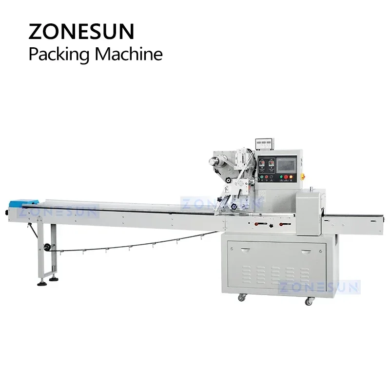 ZONESUN ZS-ZB250S Horizontal Flow Wrapper Back Line Sealed Bags Food Pack Cosmetic Facial Mask Tissue Bagging Machine