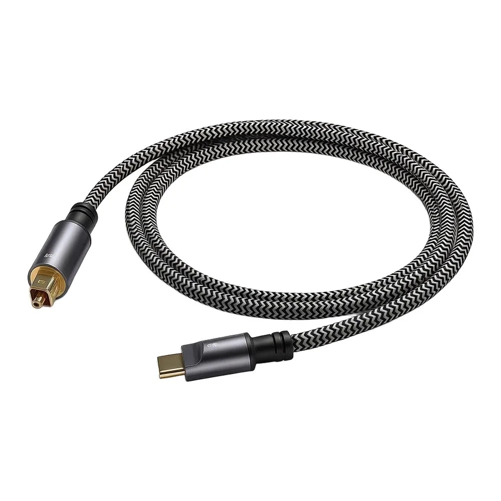 Converter For USB-C To Optical Optical Audio Cable SPDIF Converter Cord Aluminum Alloy Housing PMMA Fiber Core