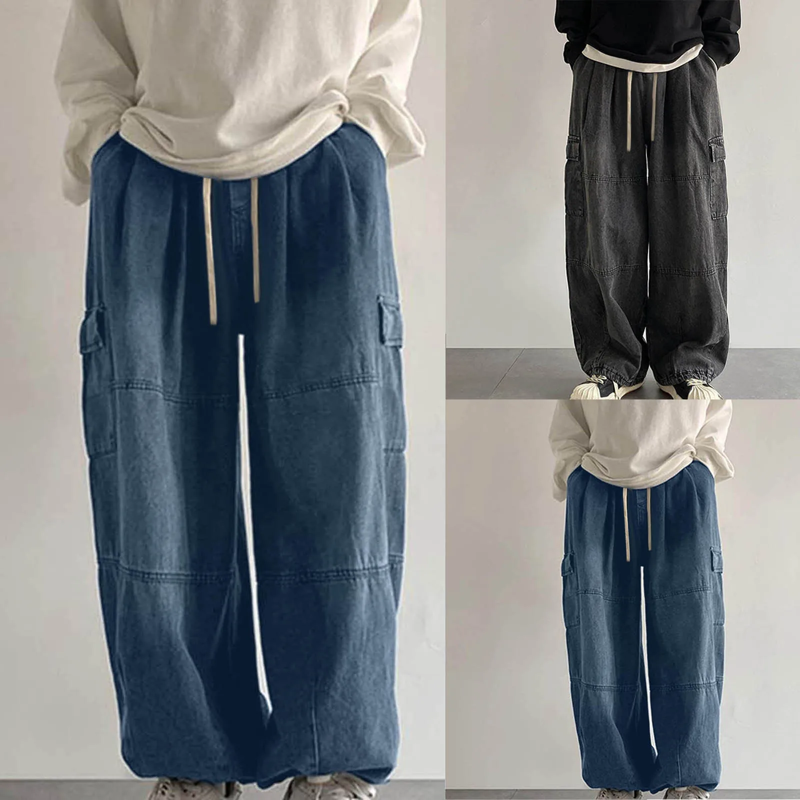 

Spring Autumn Mens Jeans Casual Loose Wide Leg Jeans Stranght Pants Retro Streetwear Y2K Clothings Harajuku Denim Pant Korean