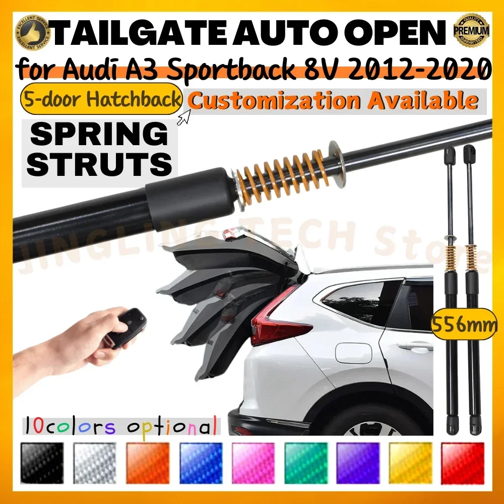 Qty(2) Trunk Struts with Spring for Audi A3 Sportback 8V 5-door Hatchback 2012-2020 556mm Rear Tailgate Lift Supports Shocks