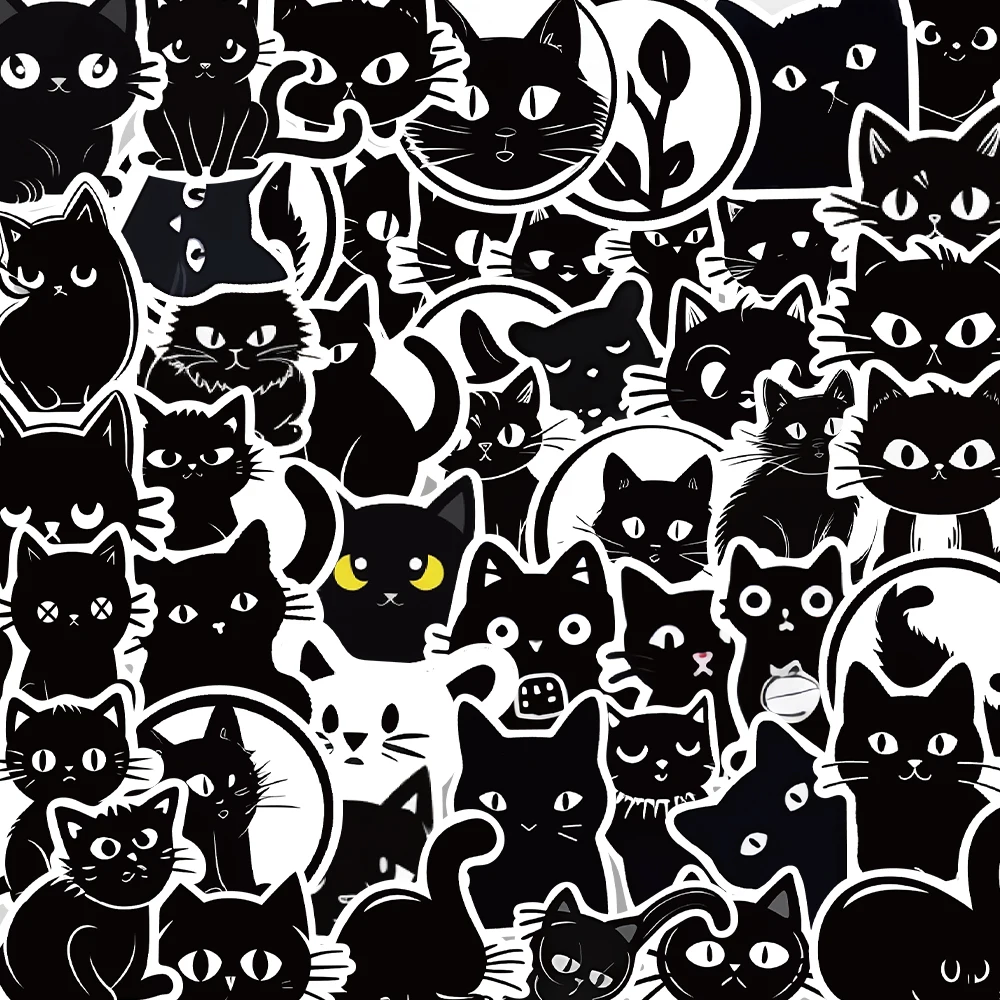 

10/50PCS Black Cat Kawaii Stickers Decor Vintage For DIY Kids Notebook Luggage Motorcycle Skate Laptop Refrigerator Decal Toys