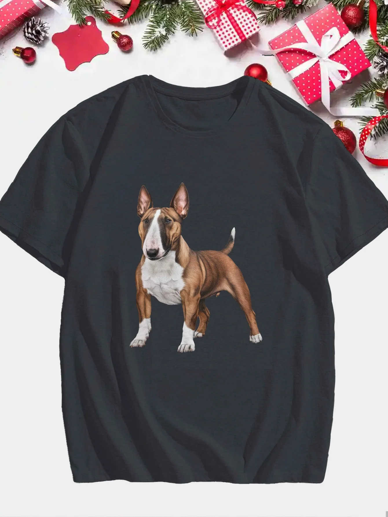 

Bull Terrier Dog Print Men's Casual Cotton Short Sleeve Graphic Tee Summer Trip