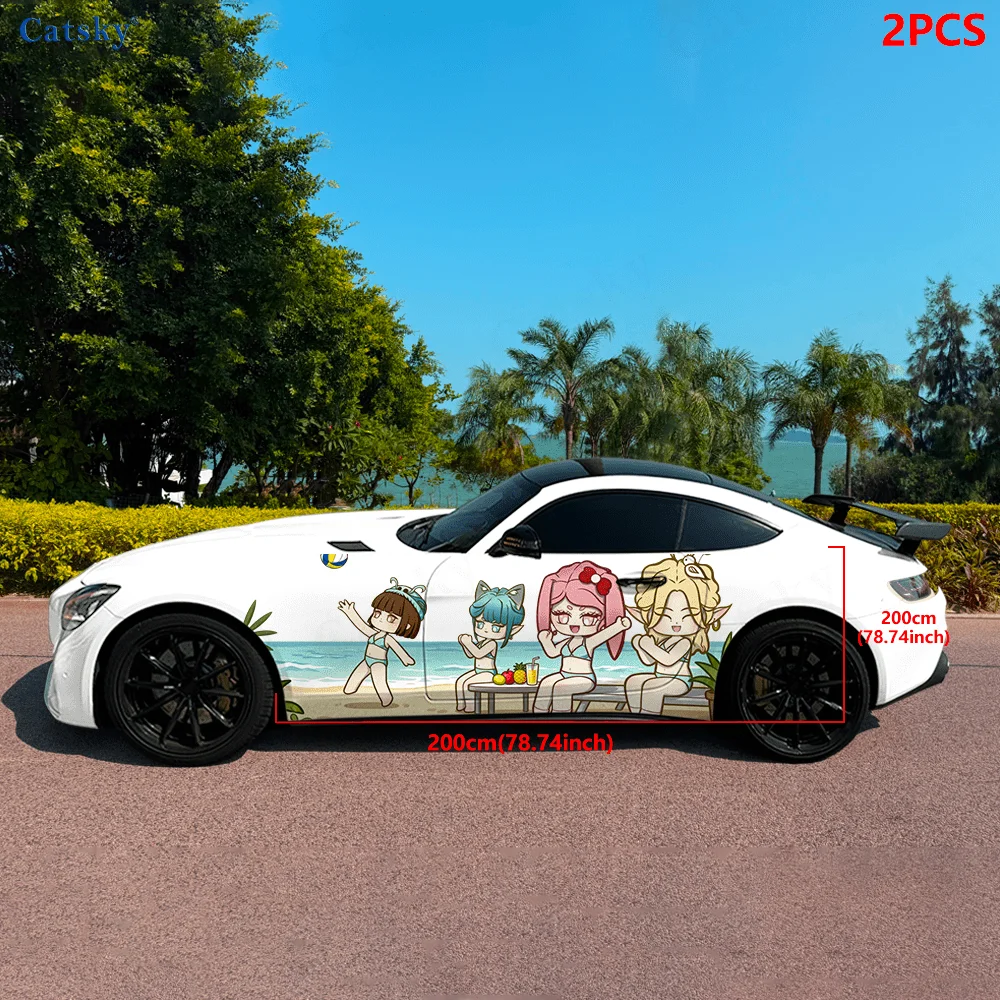 Cat Cute Girl High Quality Creative Pattern Stickers Car Body Door Side Two Fashionable Stickers Two Decorations Suitable for Al