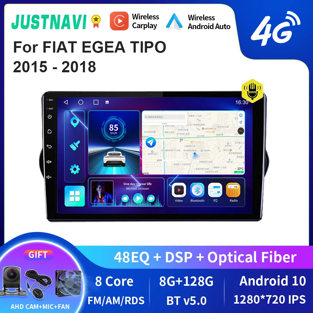 

JUSTNAVI QT10 For FIAT EGEA TIPO 2015-2018 Android Auto CarPlay Car Radio Stereo Multimedia Video Player GPS Navigation 2din DVD