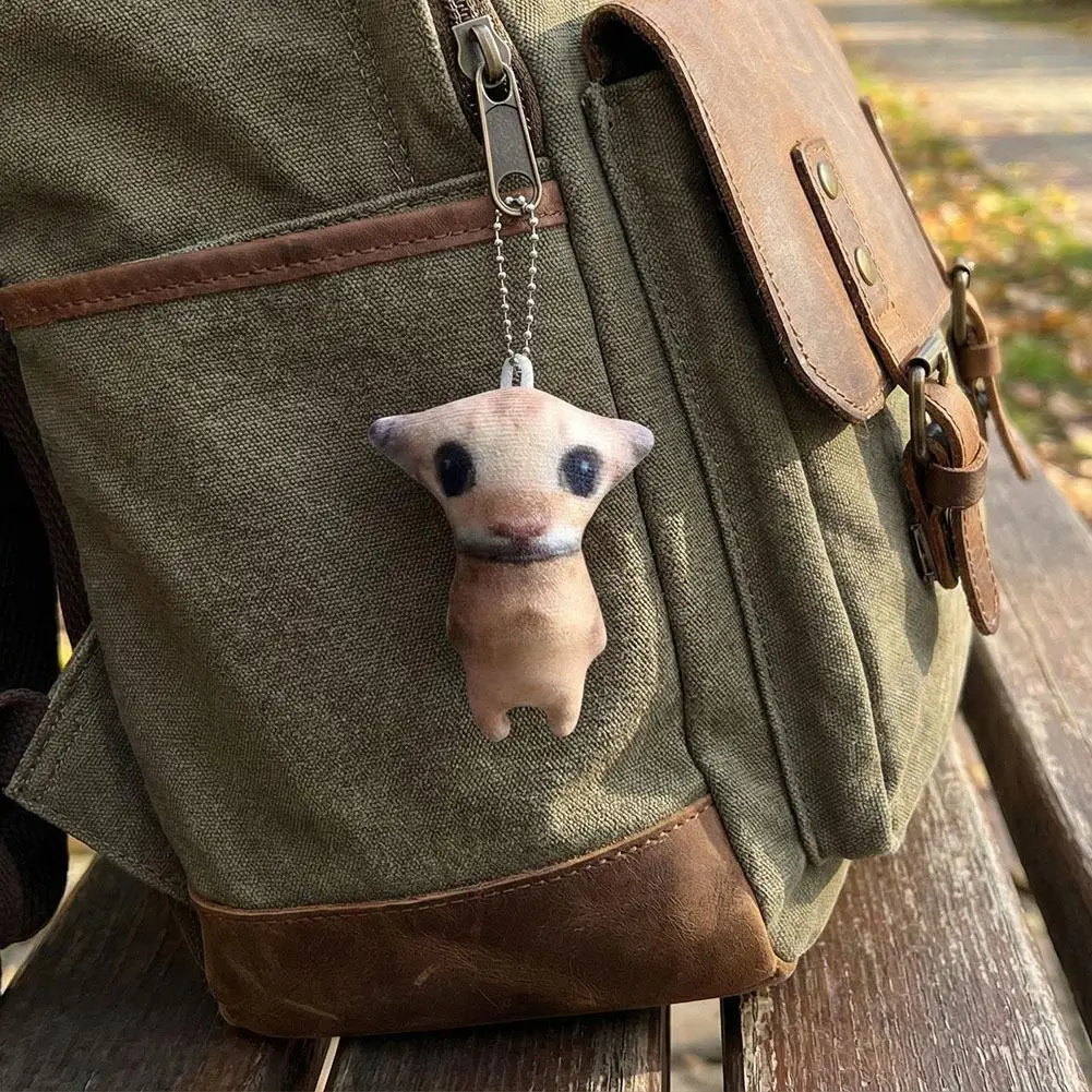 Porte-clés en peluche chat mignon, 1 pièce, jouet Animal en peluche sonore drôle pour sac à dos, breloque de sac, cadeau pour enfants amoureux des chats, outil d'accessoires automobiles