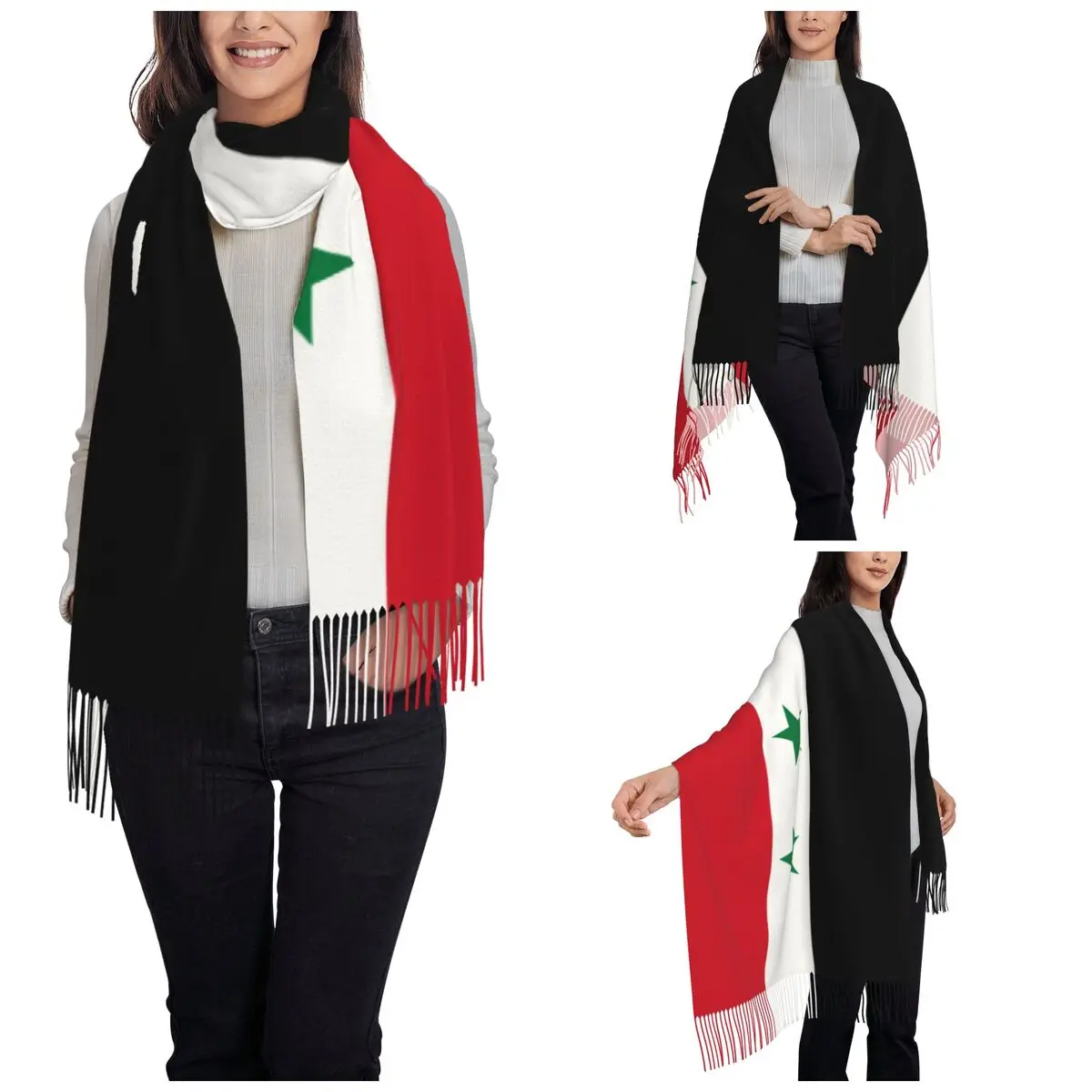 Flag Of Syria Scarf for Womens Winter Fall Pashmina Shawl Wrap Long Large Shawl Scarf Ladies