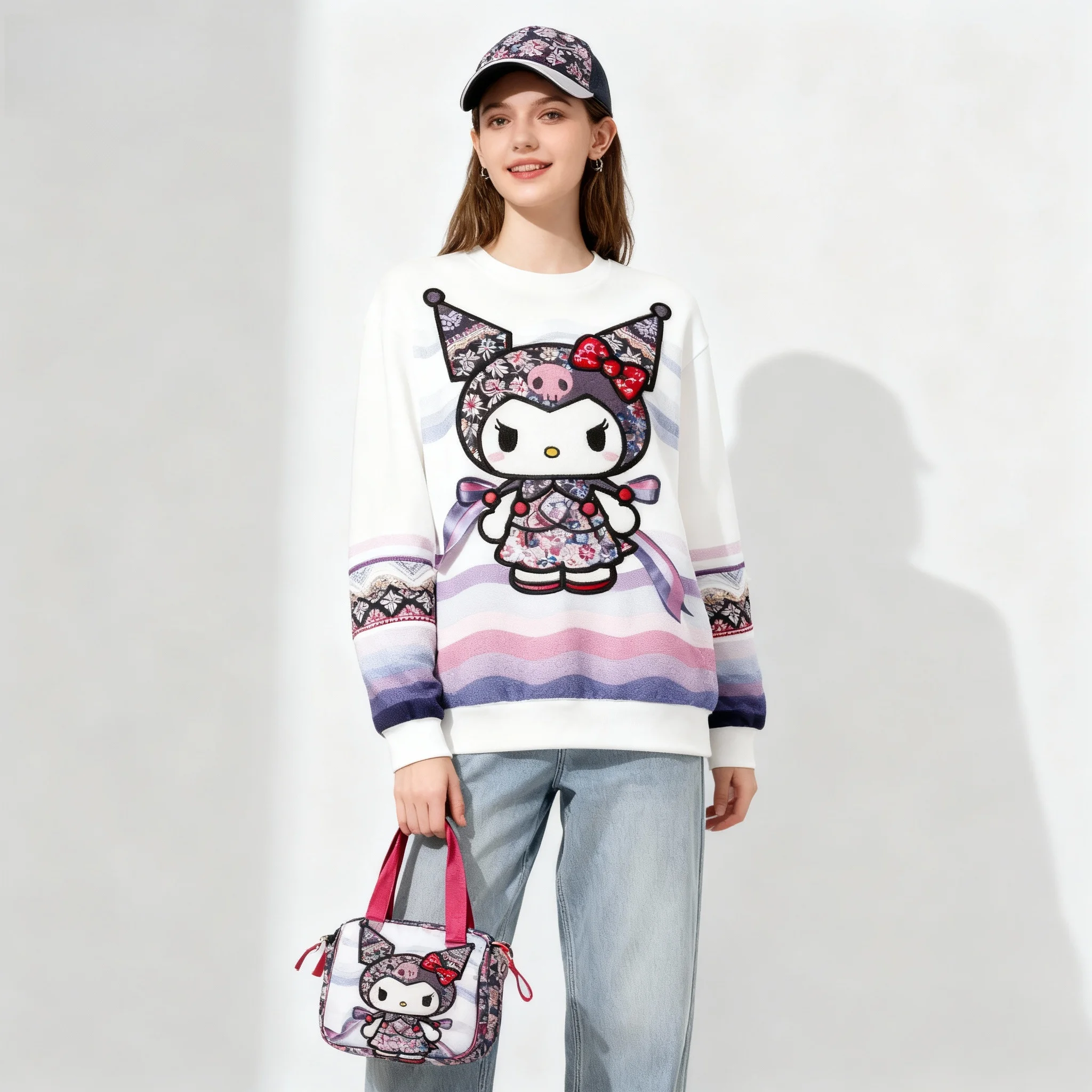 سترة بغطاء للرأس من سلسلة كورومي الشهيرة لعائلة سانريو حلوة ورائعة لحفلات عيد الميلاد كبيرة جدًا للنساء البالغات للخريف/الشتاء #1