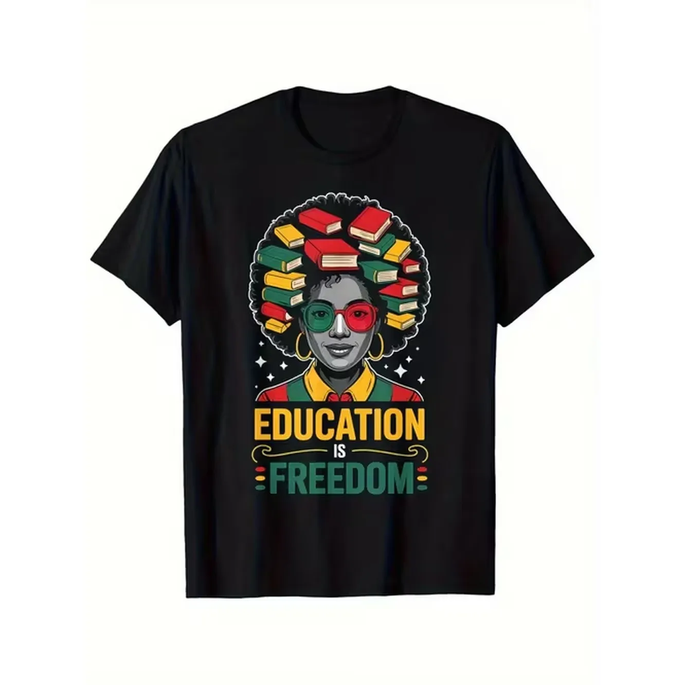 Camiseta de algodón de 180 g/m² de alto gramaje con estampado gráfico educativo, corte holgado, color negro, para celebración cultural, para hombre, tallas XXXXL, ideal para educadores.