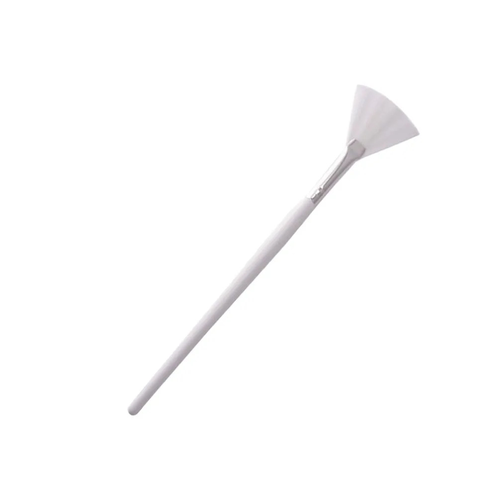 Cepillo de máscara con forma de abanico de mango largo de madera blanca, mascarilla Facial profesional para el cuidado de la piel, herramienta de bricolaje, ligero y suave