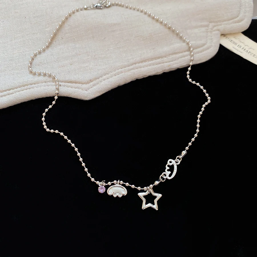 DREJEW Five-pointed Star Titanium Steel Necklace Light Luxury Chain, Simple and Retro Women's Necklace, Design Sense, Niche