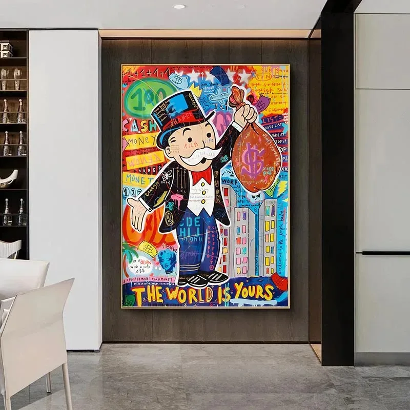 الكتابة على الجدران الفن أليك احتكار قماش الملصقات ملهمة الفني العالم هو لوحات المال الخاصة بك على الحائط ديكور المنزل الحديث #4