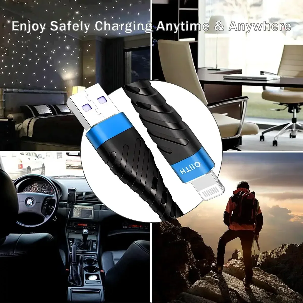 OIITH 2.4A شحن سريع كابل USB آيفون 14 11 12 13 برو X XS ماكس 6 7 8 زائد SE باد شاحن الهاتف الحبل سلك البيانات #6