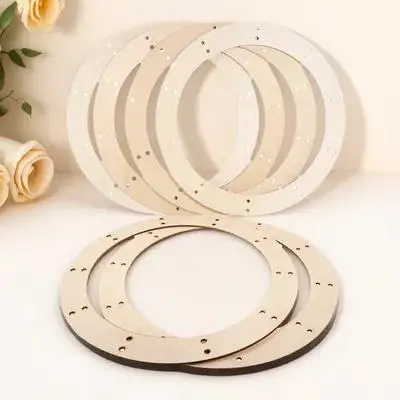 

6Pcs Wood Wreath Frame Large Round Craft Hoops for DIY Floral Arrangement Backdrop Wall Decor Rustic Holiday Hanging Ornament