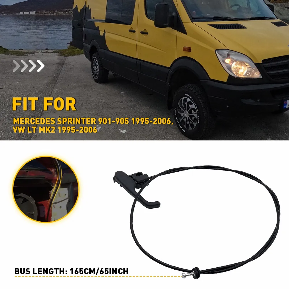 Car Hood Release Cable With Handle For Mercedes Sprinter VW LT Mk2 1995-2006 New Bonnet Lock Release Cable + Pull Handle