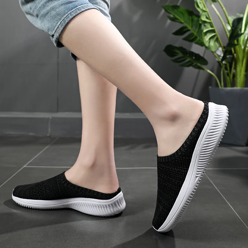 Summer Woman Shoes 2023 Mesh Casual Half Slippers Couple Man Size 46 Outdoor Daily Slippers Women\'s Shoes with Free Shipping