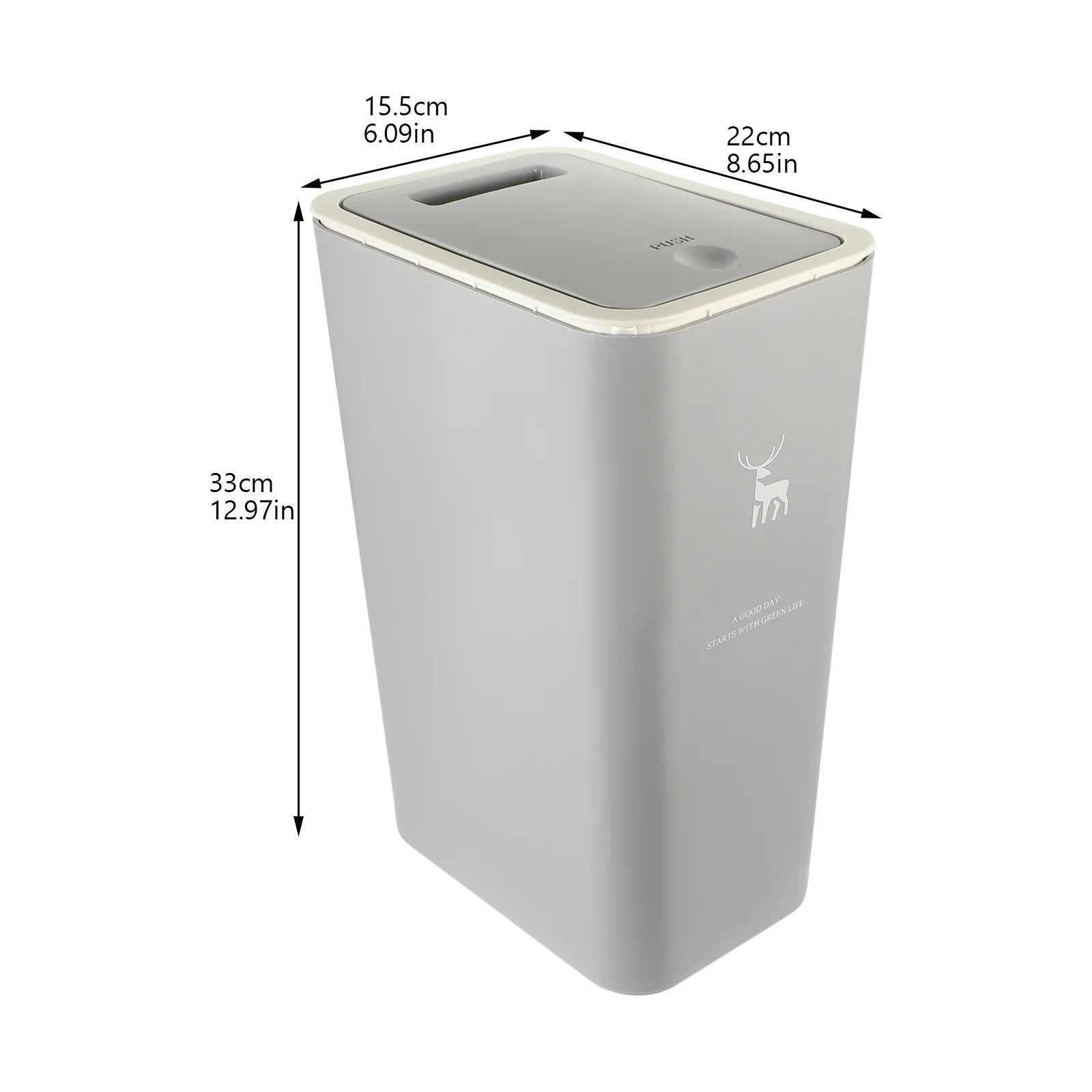 Kitchen and Bathroom Trash Can with Lid Slit Press-type Storage Bucket Office Garbage Plastic Large Bin Pp Slim Bedroom