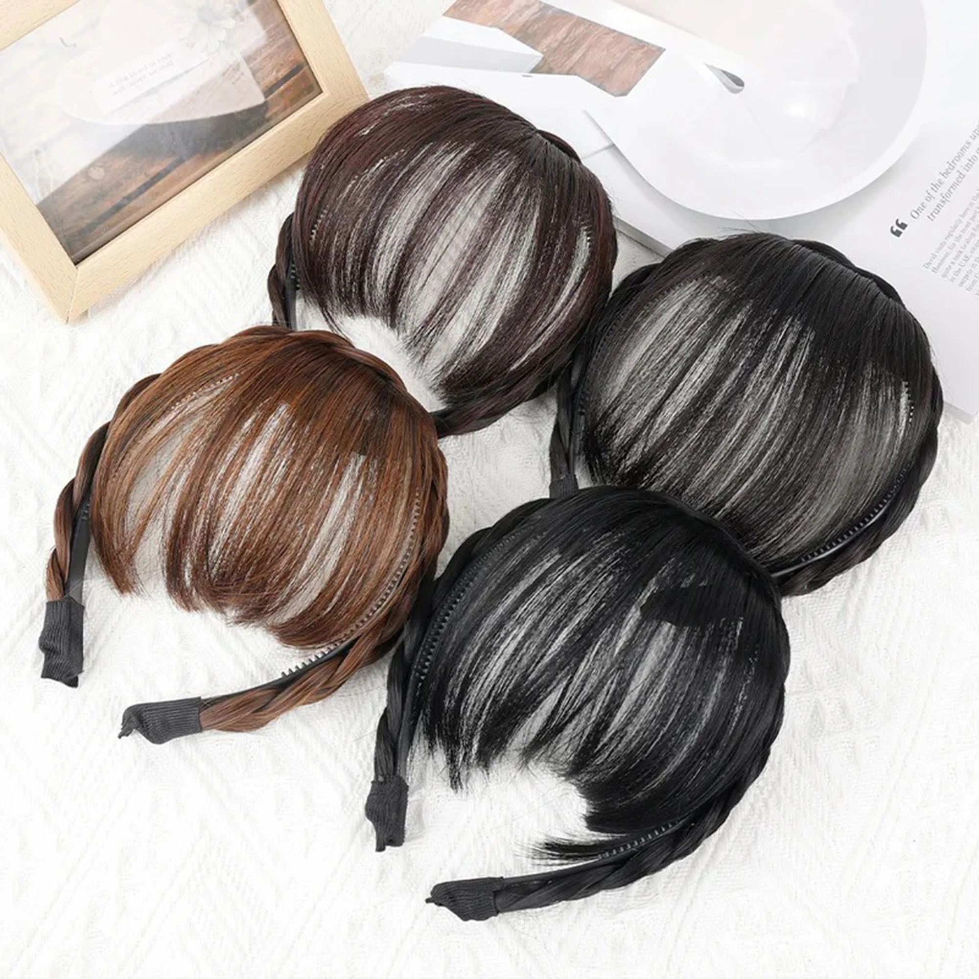 

Wig Bangs Headband Synthetic Bangs Hair Extension Fake Fringe Natural Hair Clip on Hairpieces for Women Invisible Natural Clip