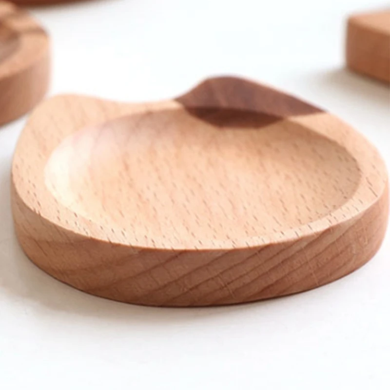 Mini plato con forma de gato de estilo japonés, plato de salsa de dibujos animados, plato de madera aromatizante para Sushi, plato de mostaza, bandeja de soja, B
