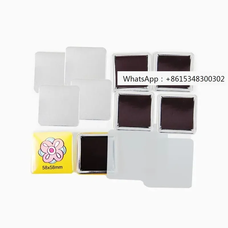 

Hot selling high-quality square 58 x 58mm rubber button badge