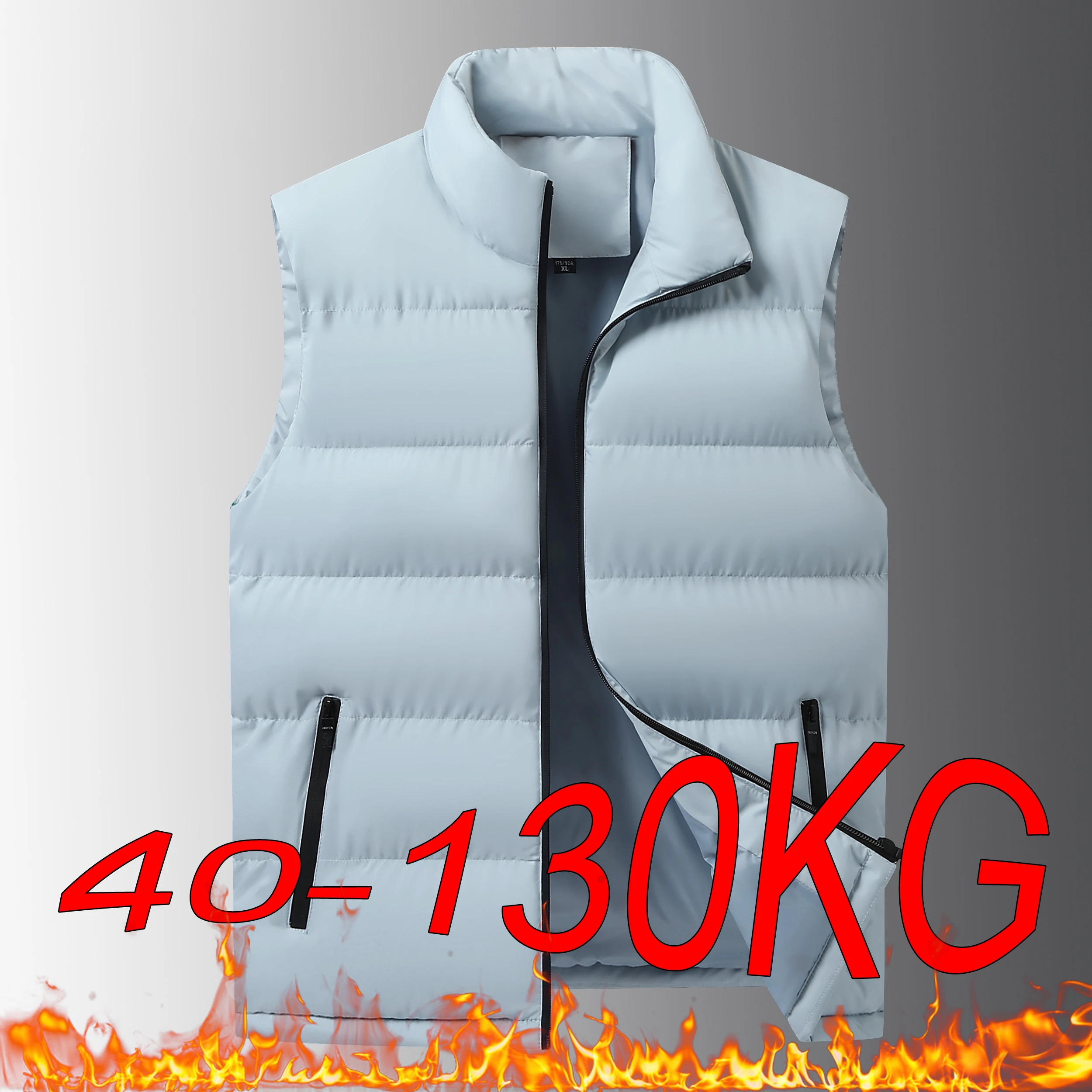 

Men's Warm Jackets Large Size M-8XL Autumn Fashion Zipper Casual Stand-up Collar Sleeveless Jacket Solid Color Down Sports Vests