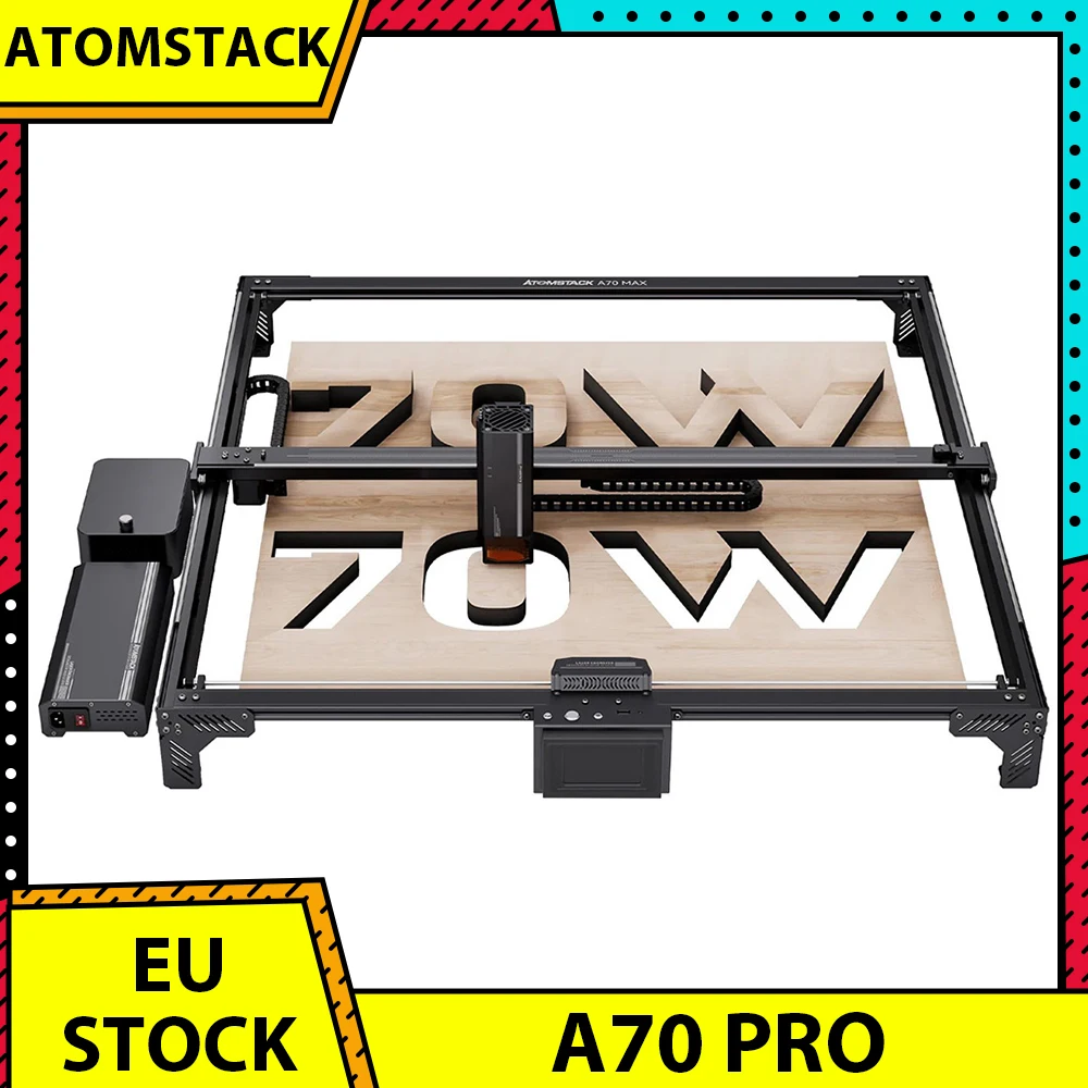 Atomstack A70 PRO Laser Engraving Machine, 70W Optical Power, COS Blue Light Laser, 0.02mm Accuracy, Offline Work, 500*400mm