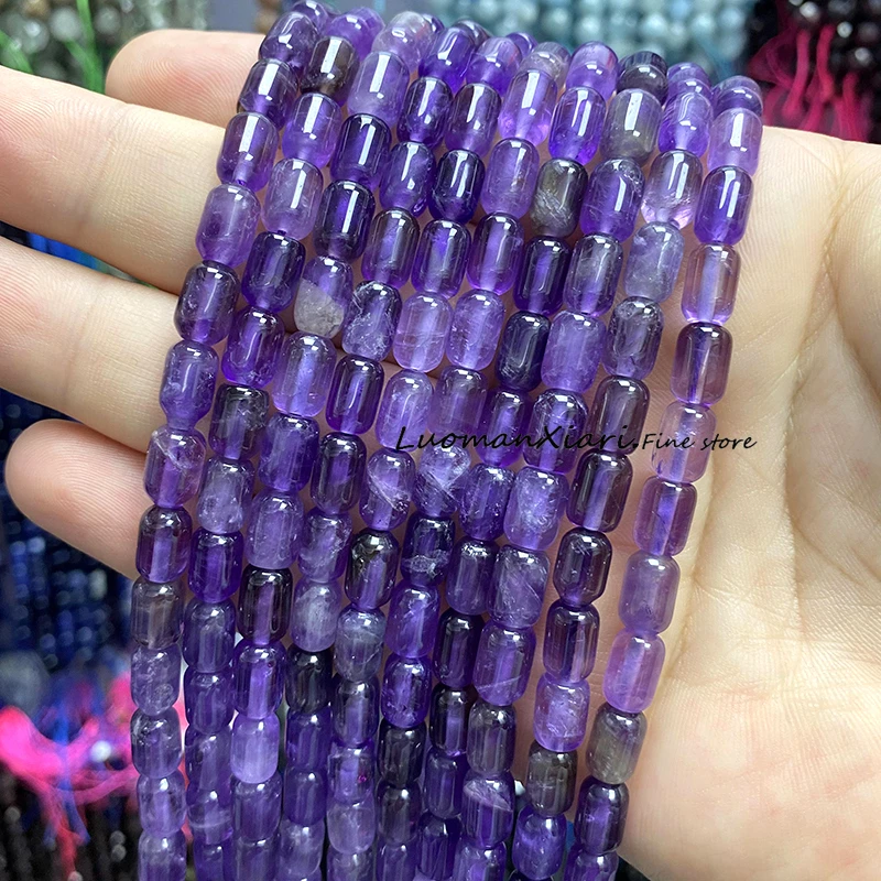 6x9MM Cylinder Blue Calcite Natural Stone Loose Spacer Beads for Jewelry Making DIY Earrings Bracelets Charms Accessories
