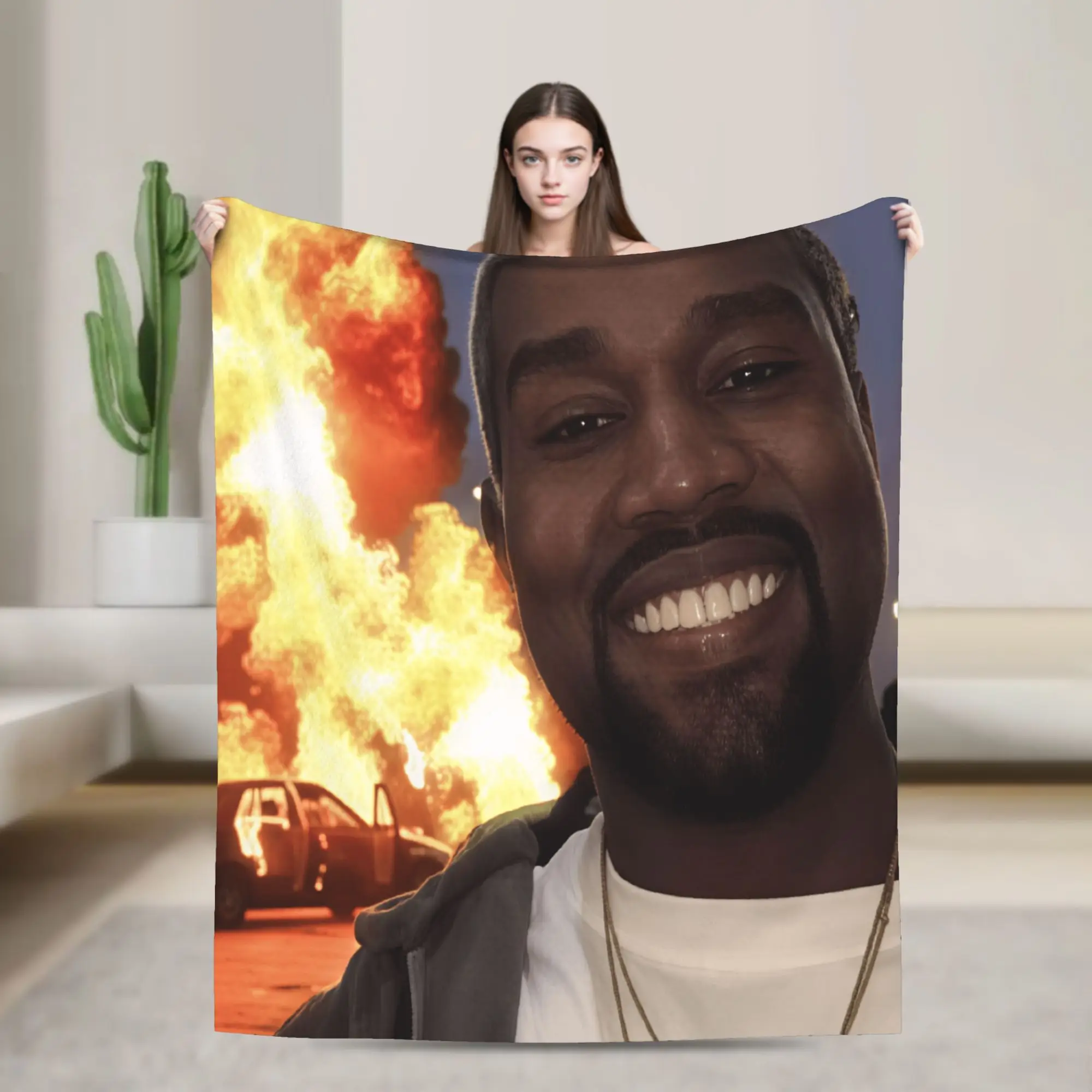 Warm BlanketsBoy Girl Travel Kanye West Meme Throw Blanket  Flannel Bedspread For Couch Chair Sofa Bed Funny Sofa Bed Cover
