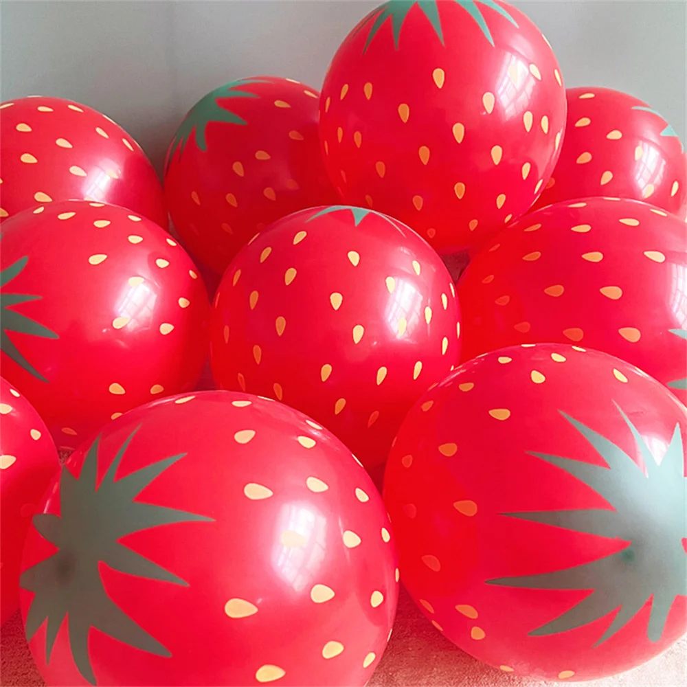 20Pcs Strawberry Fruit Balloons Fruit Themed Balloons Strawberry Latex Balloons Party Fruit Strawberry Theme Summer Party Decor