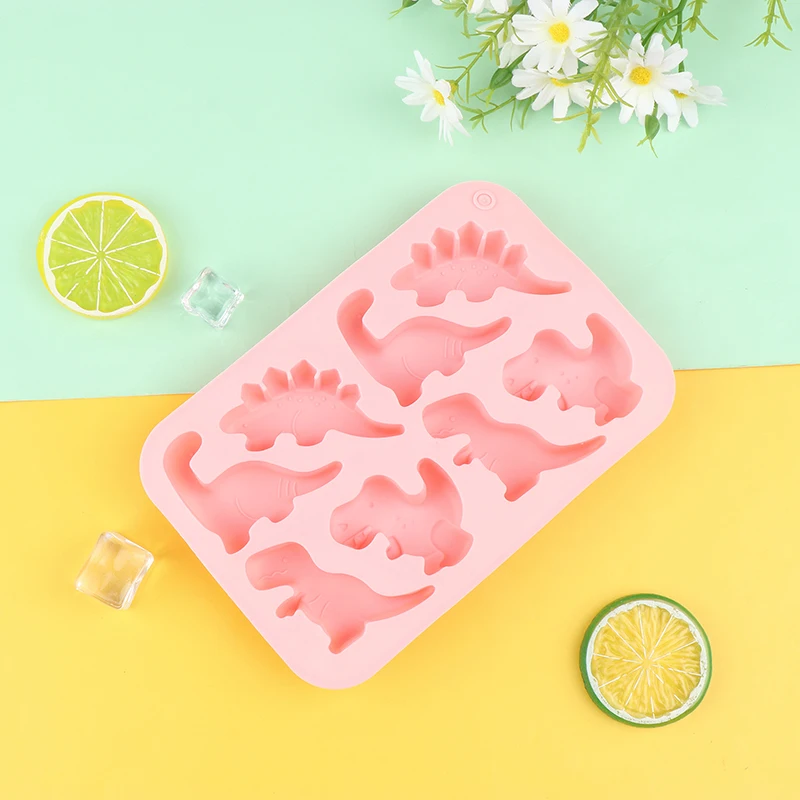 1Pc 8 Cavity Dinosaur Silicone Mold DIY Dinosaur Cake Decor Candy Jelly Baking Tool Candle Soap Mould Ice Tray Decor Mold