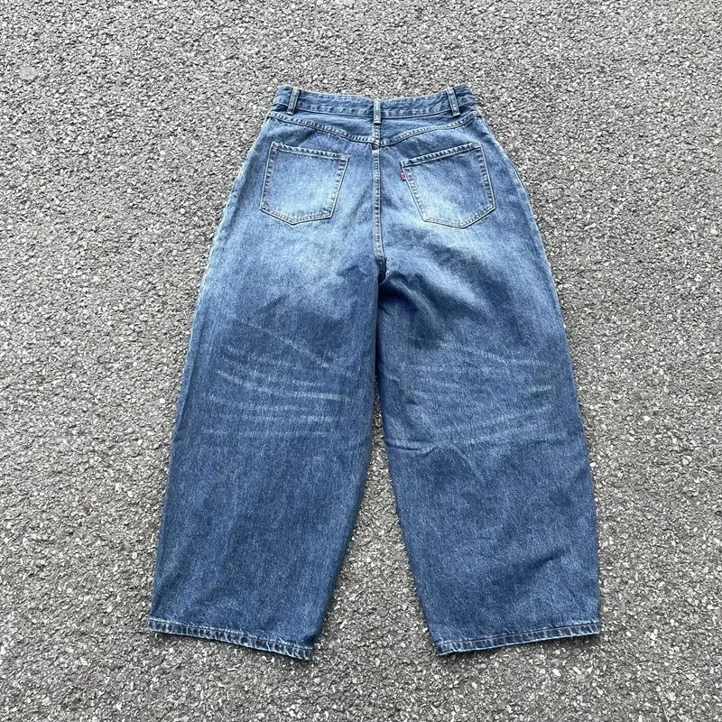 24ss Washed Blue Wide Leg Jeans Best Quality Oversized Japanese Style Vintage Mens Jeans Womens Denim Pants Inside Tags