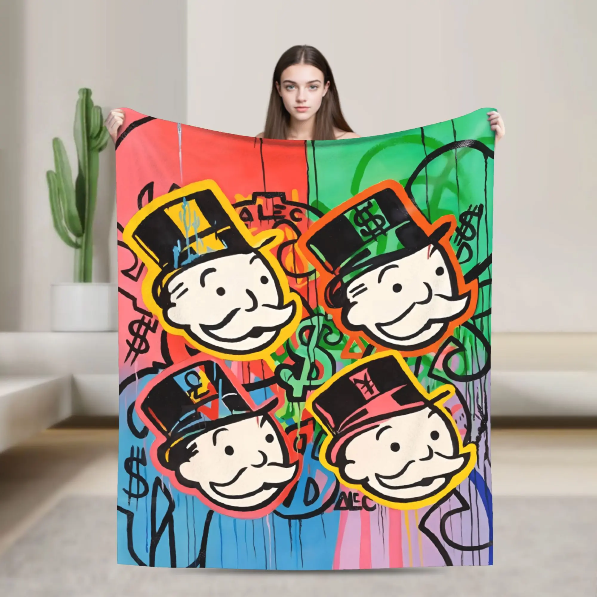 Monopolys Money Dance Blanket  Soft Warm Fashion Plush Throw Blanket For Outdoor Travel Office Flannel Bedspread Bed Cover
