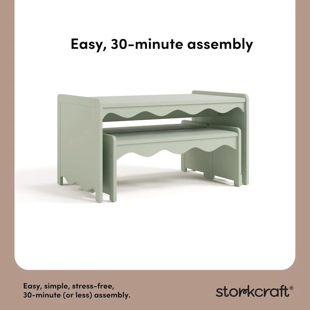 طقم طاولة ومقعد للأطفال في الأماكن المغلقة على طراز Storkcraft Casablanca Montessori باللون الأخضر المعتمد باللون الذهبي، عالي الجودة K #5