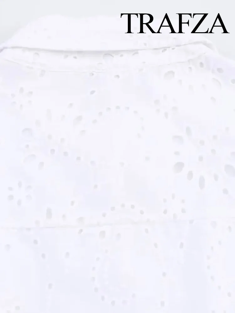 

HH Women Chic Single-Breasted Zipper Lapel Casual Midi Dress Summer Woman Elegant Belt Embroidery Hollow Design Dress