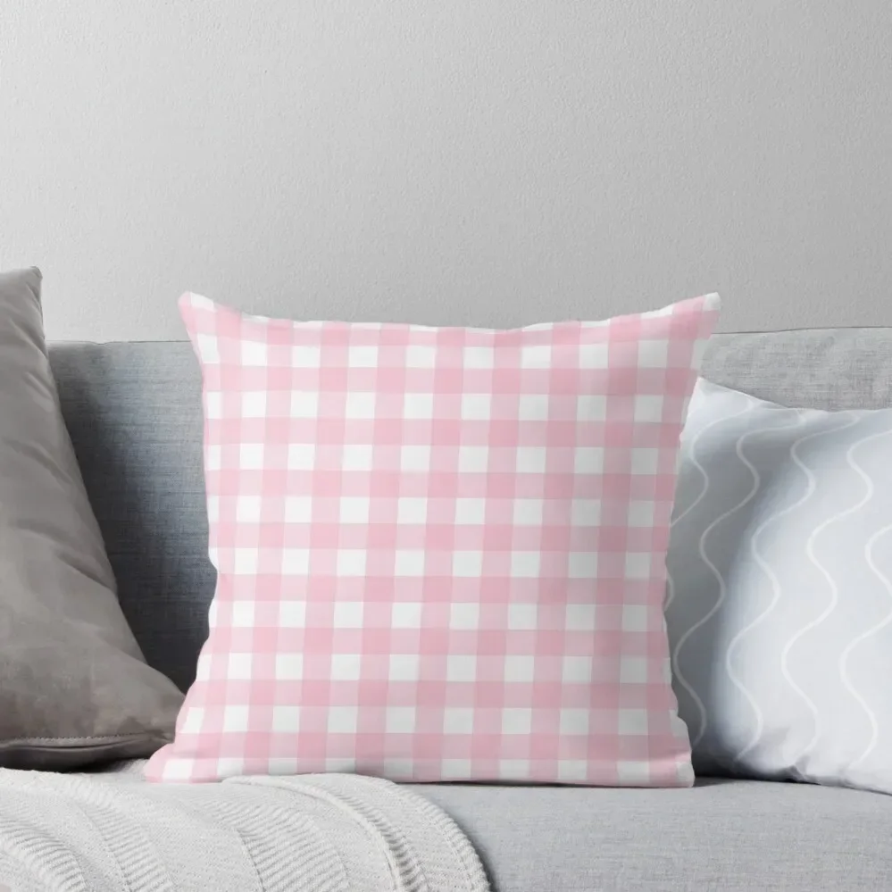 

Light Pink Gingham Throw Pillow Decorative Cushions For Luxury Sofa Pillows Aesthetic pillow