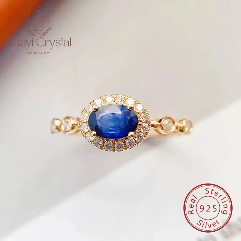 

S925 sterling silver sapphire ring retro new chinoiserie ins style sweet gentle easiest for match ring gift