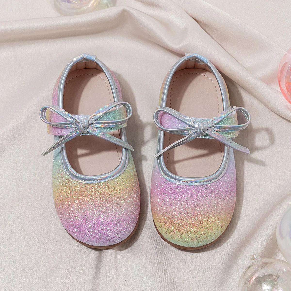 Regenbogen-Glitzer-Mary-Jane-Schuhe für Kleinkinder, Prinzessinnen-Ballerinas für Hochzeiten, Partys, Alltag, Freizeit, rutschfeste Kinder-Festtagschuhe – Detail 5
