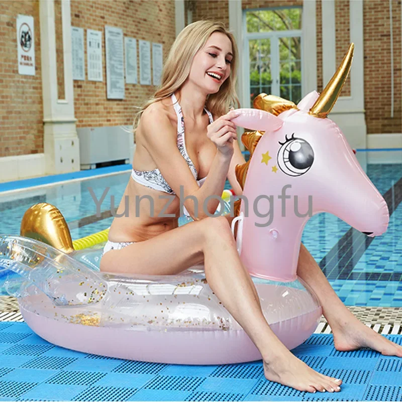 Summer Outdoor Pool Float Pink Sequined Unicorn Kids Portable Swimming Pool Inflatable