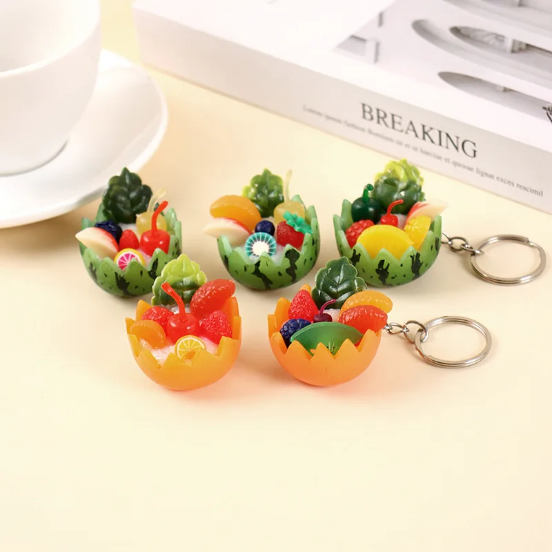 Mini Fruit Ice Salad Smoothie Fruit Orange Watermelon Bowl Plate Artificial Hanging Toys Simulation Home Decor Model Decoration