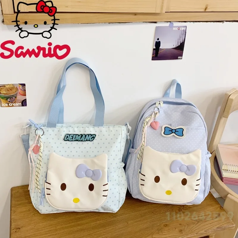 HelloKitty New Women's Backpack Fashion High Quality 2-piece Set Storage Bag Cartoon Versatile Multi Functional Student Backpack