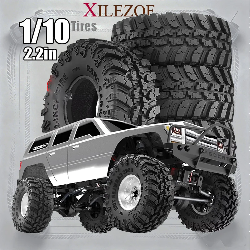 4Pcs 2.2 Inch Rubber Tires Wheel Tyres for 1/10 RC Crawler Car Axial SCX10 90046 AXI03007 Traxxas Redcat Gen8 Upgrade Parts