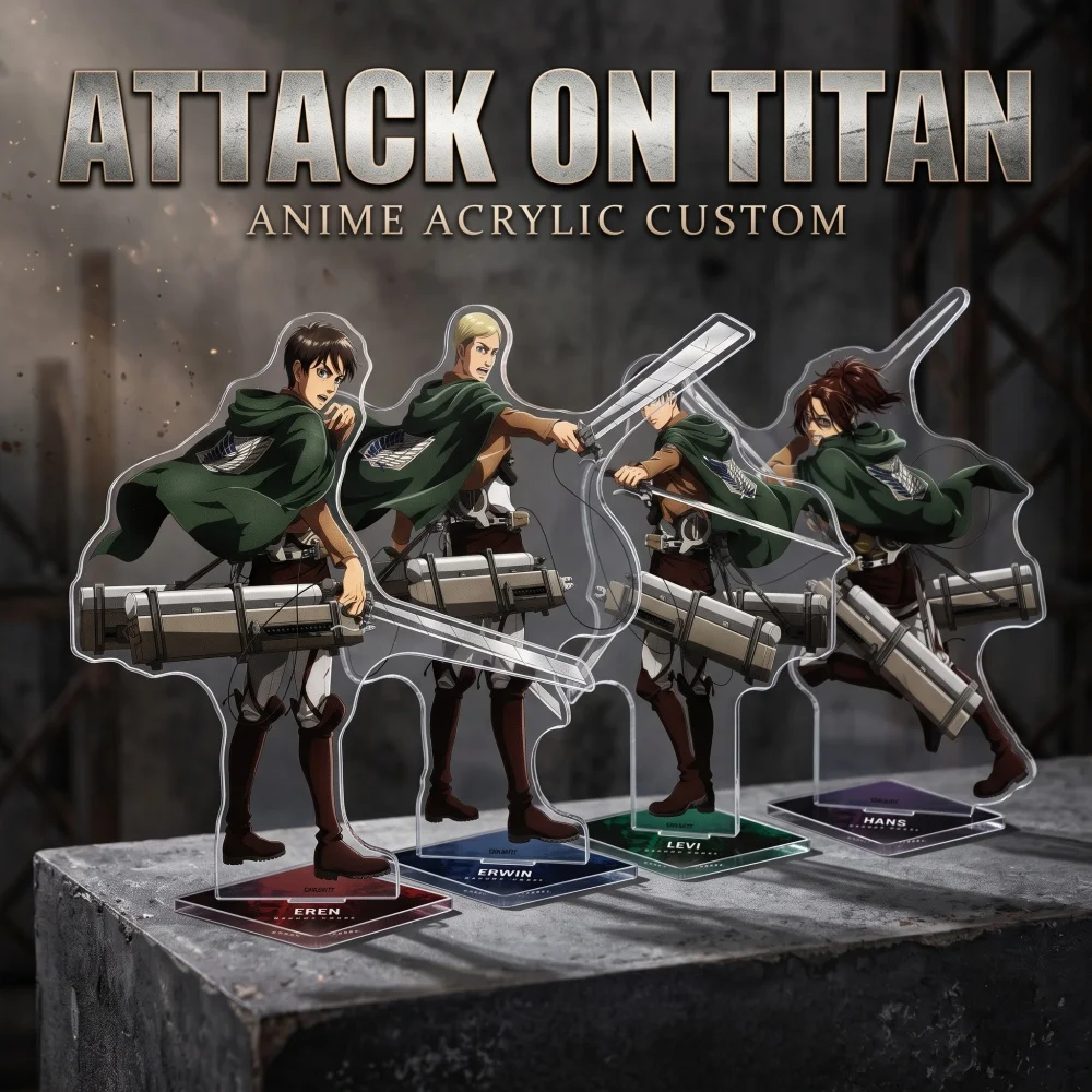 Attack On Titan Acrylic Stand Keychain Custom Pattern Hange Zoe Levi Ackerman Eren Yeager Erwin Smith Anime Merch