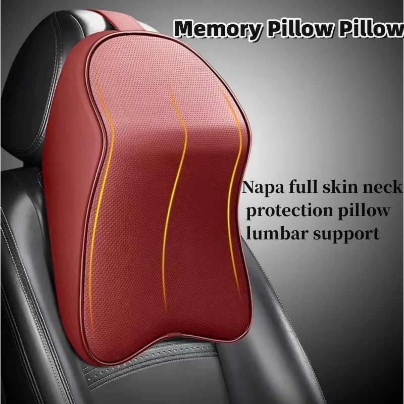 3d Nappaleder Memory Foam Kopfstütze Auto Nacken kissen Unterstützung Nackens tütze Kissen für Auto Schmerz linderung Reise Nackens tütze